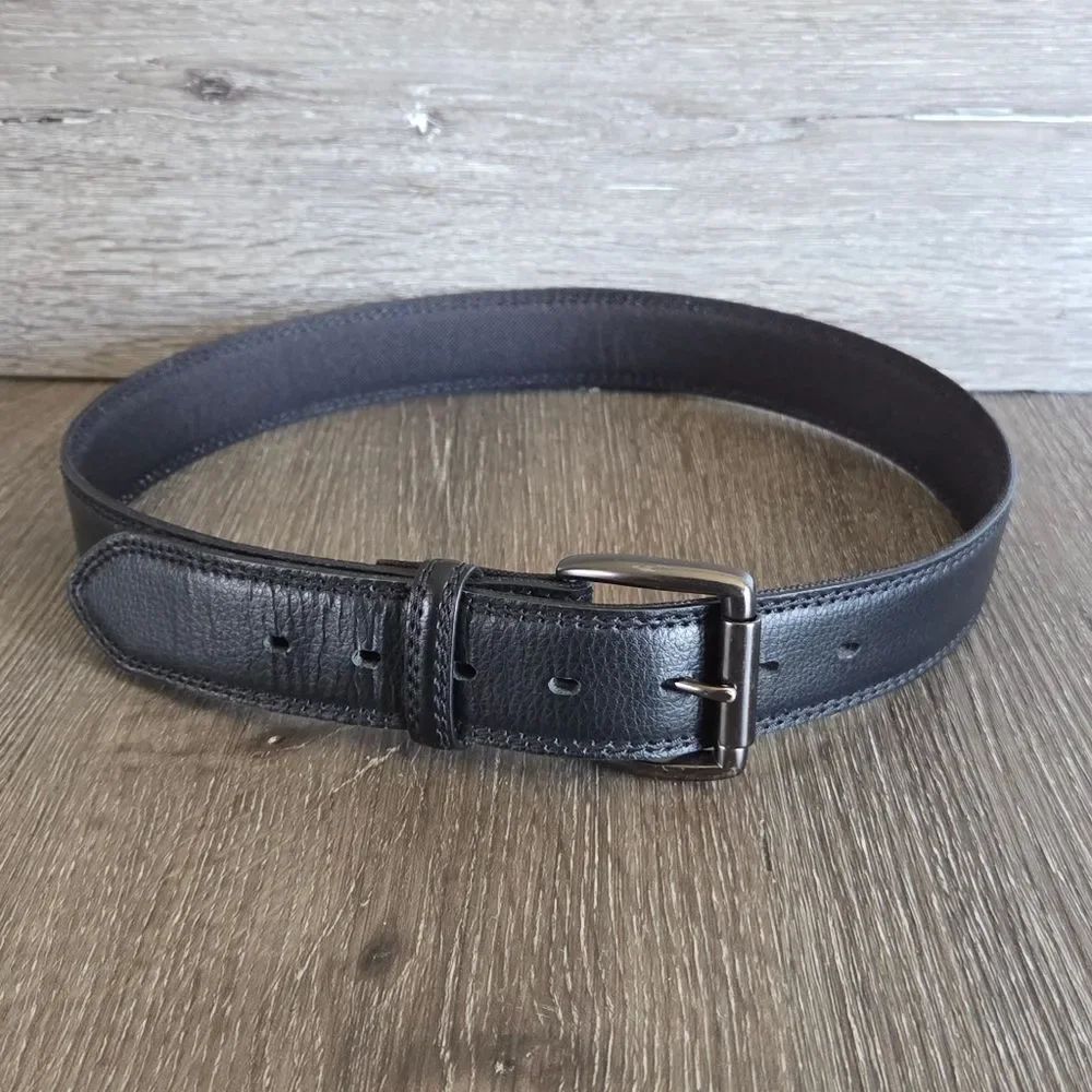 Classic Black Leather Men's Belt — Durable Casual Dress Style - 39" Long